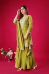 Tew Heavy Georgette Embroidery Work Top With Sharara Dupatta Online Wholesale